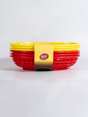 6 Burger Baskets Set Tablecraft Oval Picnic Fries Food Truck Reusable Plates NEW